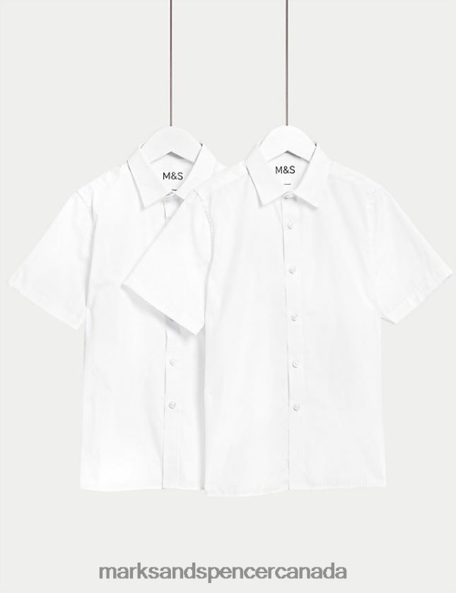 Marks and Spencer Canada - School Uniform 20VTD9891 White Kids Marks & Spencer 2pk Slim Fit Non-Iron School Shirts