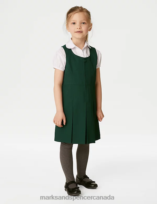 Kids Bottle Green School Uniform Marks & Spencer Permanent Pleats School Pinafore 20VTD8811 - Marks and Spencer outlet