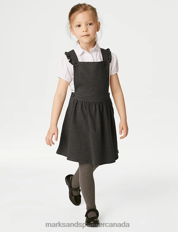 Marks and Spencer Canada - Kids Grey School Uniform Marks & Spencer Jersey Frilled School Pinafore 20VTD8873