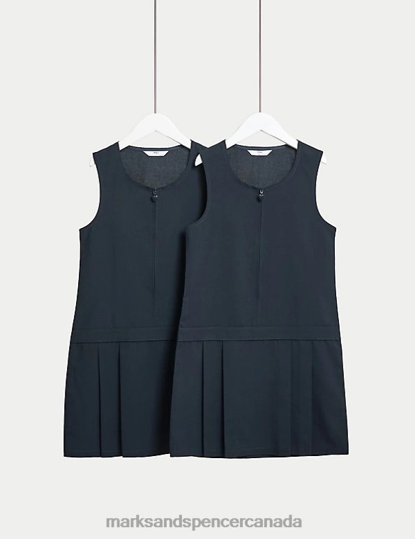 Marks and Spencer near me - Kids Navy School Uniform Marks & Spencer 2pk Crease Resistant School Pinafores 20VTD8932