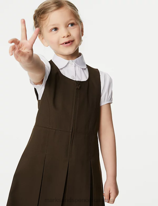 Marks & Spencer Kids Permanent Pleats School Pinafore School Uniform Brown 20VTD9061 - Marks and Spencer outlet