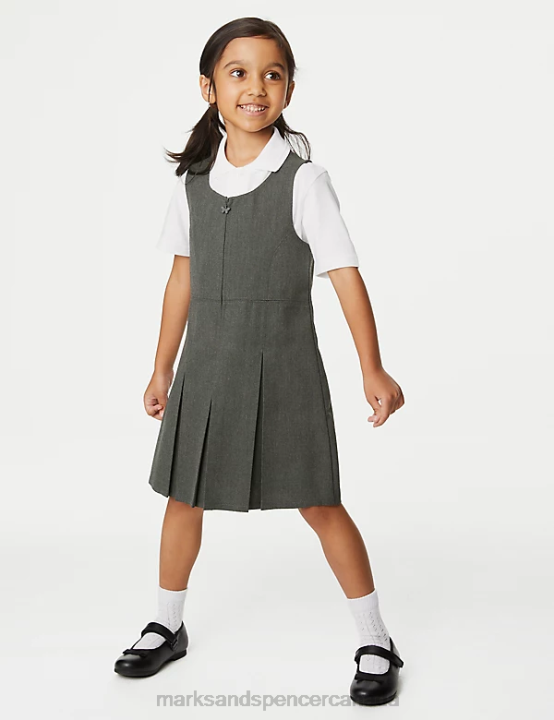 Marks and Spencer near me - Marks & Spencer Kids Permanent Pleats School Pinafore School Uniform Grey 20VTD9063