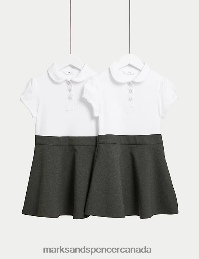 Marks and Spencer near me - School Uniform 20VTD9209 Grey Kids Marks & Spencer 2pk Cotton Rich School Pinafores