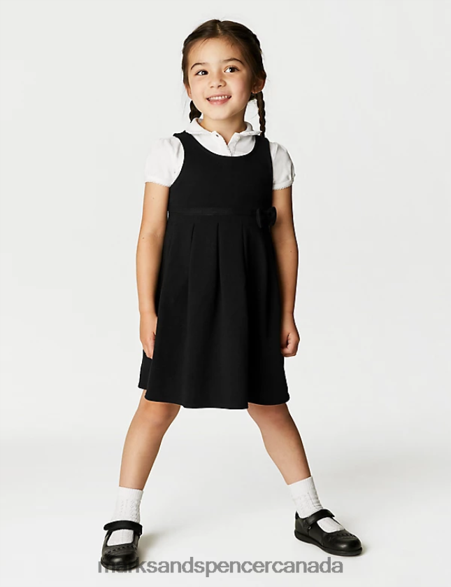 School Uniform 20VTD9222 Black Kids Marks & Spencer Jersey Bow School Pinafore - Marks and Spencer online