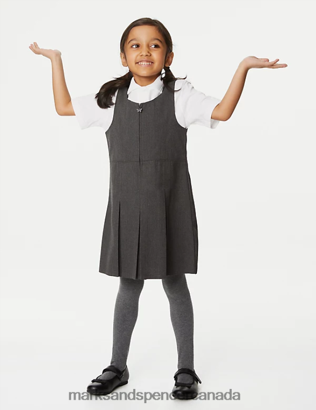 Marks and Spencer Canada - School Uniform 20VTD9647 Grey Kids Marks & Spencer Plus Fit Pleated School Pinafore