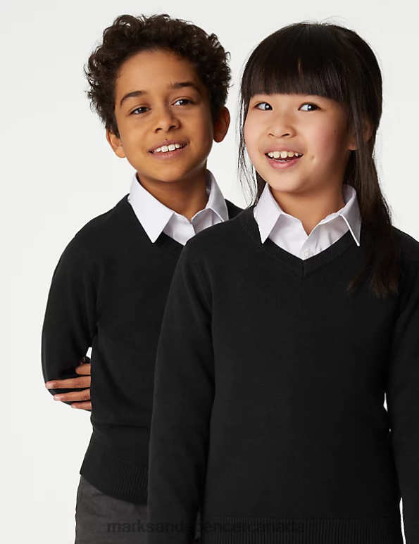 Marks and Spencer sale - Kids Black School Uniform Marks & Spencer 2pk Slim Fit Cotton School Jumpers 20VTD8931