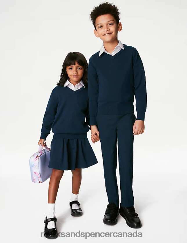 School Uniform 20VTD9197 Navy Kids Marks & Spencer 2pk Slim Fit Cotton School Jumpers - Marks and Spencer online