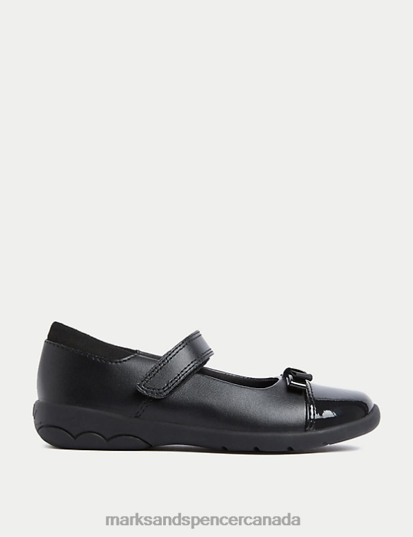 Marks and Spencer Canada - Kids Black School Uniform Marks & Spencer Leather Freshfeet Bow School Shoes 20VTD8817