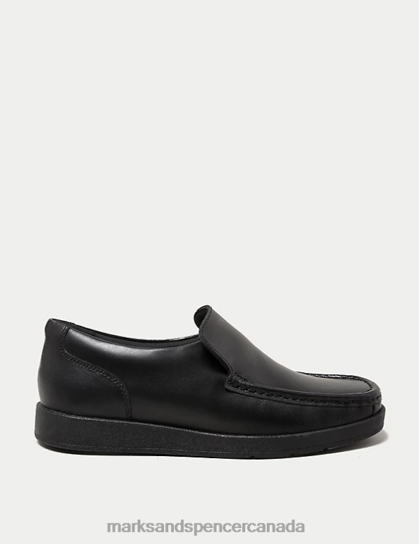 Kids Black School Uniform Marks & Spencer Leather Slip-on Loafer School Shoes 20VTD8757 - Marks and Spencer outlet