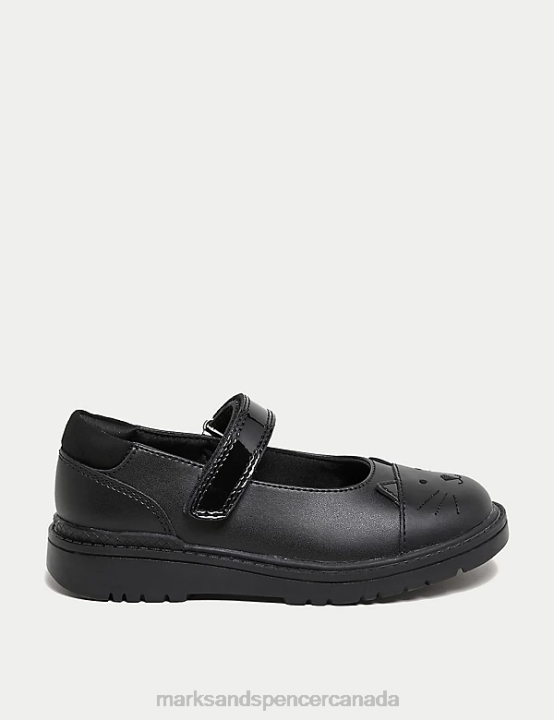 Marks and Spencer Canada - Marks & Spencer Kids Leather Mary Jane Cat School Shoes School Uniform Black 20VTD9126