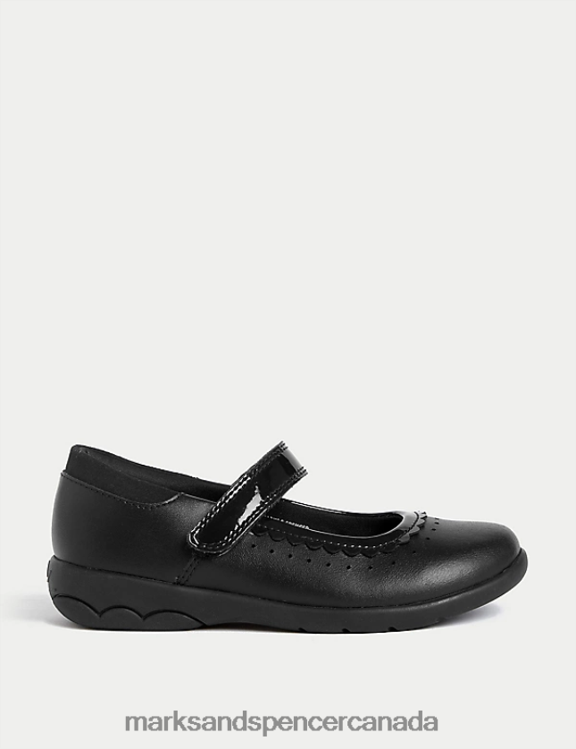 Marks and Spencer sale - School Uniform 20VTD9404 Black Kids Marks & Spencer Leather Riptape School Shoes