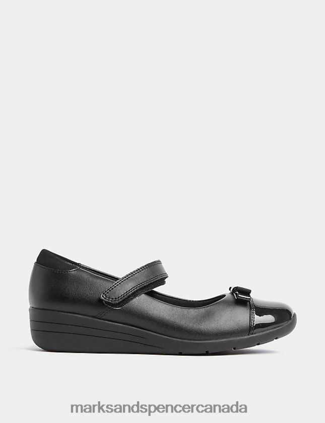 School Uniform 20VTD9425 Black Kids Marks & Spencer Leather Wedge Mary Jane School Shoes - Marks and Spencer Canada locations