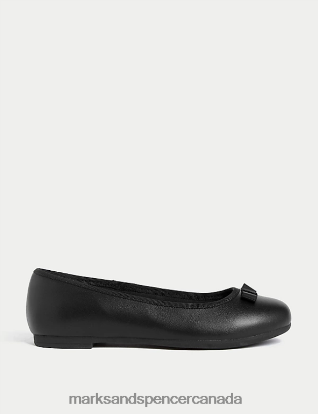 Marks and Spencer near me - School Uniform 20VTD9567 Black Kids Marks & Spencer Leather Ballerina Bow School Shoes