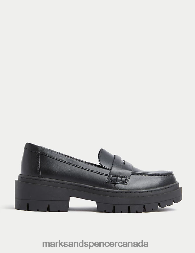 School Uniform 20VTD9810 Black Kids Marks & Spencer Leather Chunky School Loafer - Marks and Spencer Canada locations