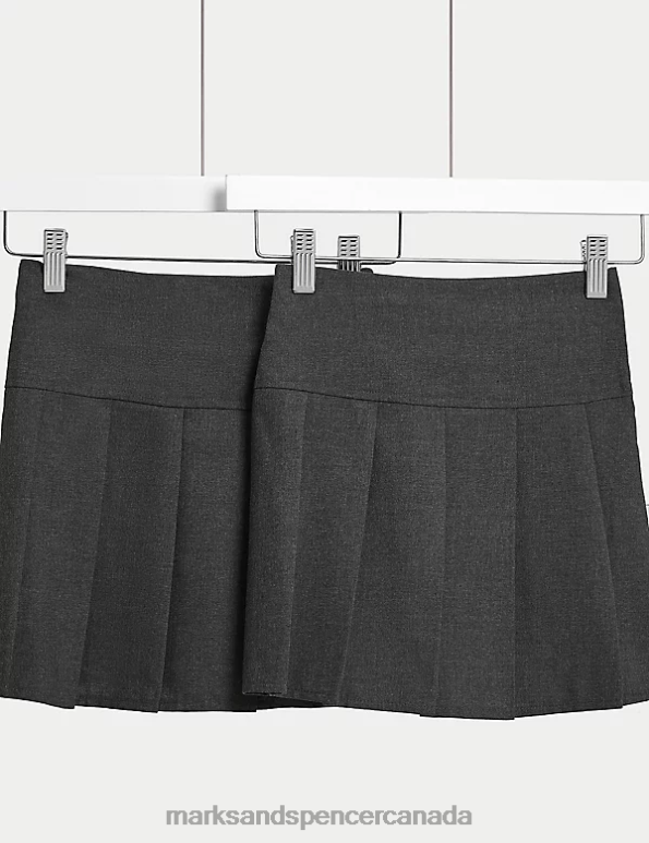 Marks and Spencer sale - Kids Grey School Uniform Marks & Spencer 2pk Crease Resistant School Skirts 20VTD8823