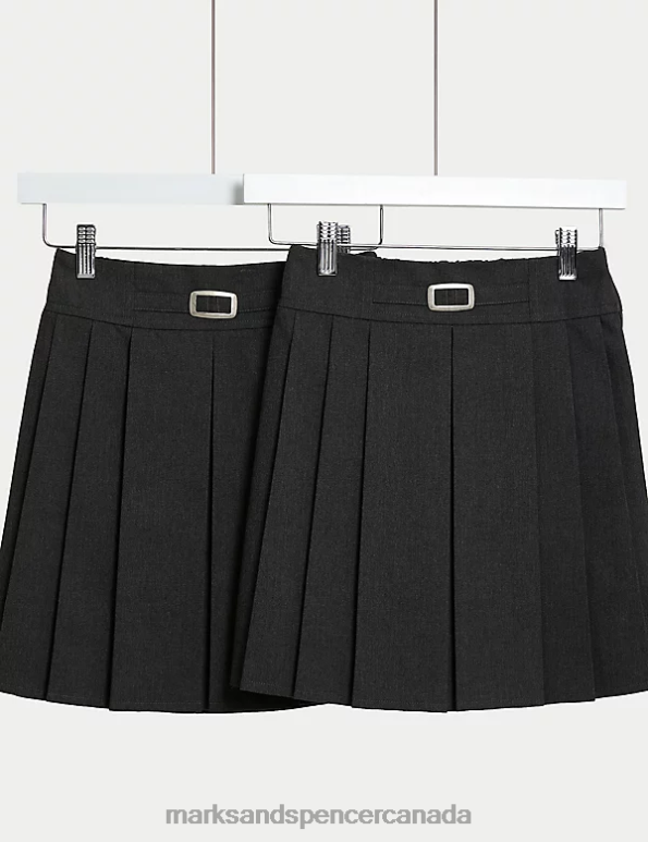 Kids Grey School Uniform Marks & Spencer 2pk Permanent Pleats School Skirts 20VTD8909 - Marks and Spencer Canada locations