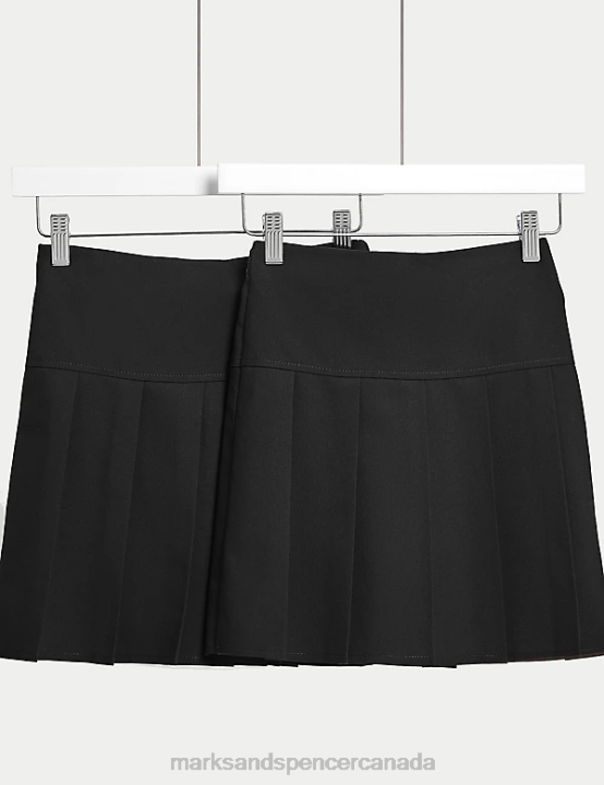 Marks & Spencer Kids 2pk Crease Resistant School Skirts School Uniform Black 20VTD9078 - Marks and Spencer outlet