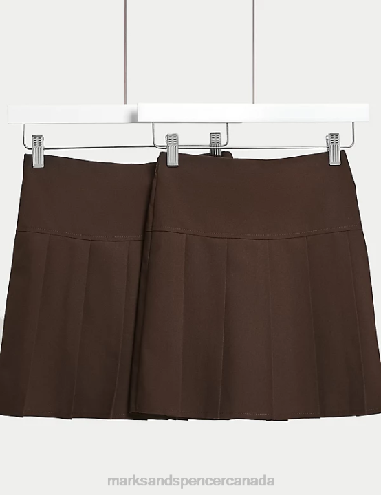 Marks and Spencer Canada - Marks & Spencer Kids 2pk Crease Resistant School Skirts School Uniform Brown 20VTD9079