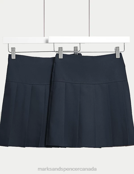 Marks & Spencer Kids 2pk Crease Resistant School Skirts School Uniform Navy 20VTD9077 - Marks and Spencer Canada locations