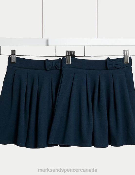 Marks and Spencer near me - Marks & Spencer Kids 2pk Jersey Bow School Skirts School Uniform Navy 20VTD9032