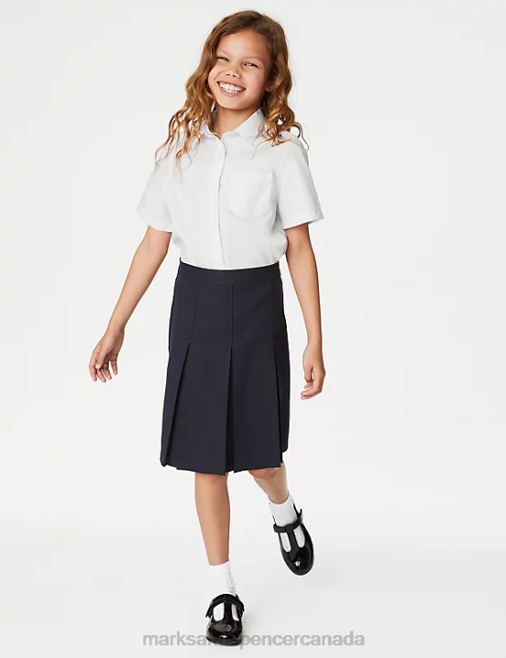 Marks and Spencer sale - Marks & Spencer Kids Slim Fit Permanent Pleats School Skirt School Uniform Navy 20VTD9117