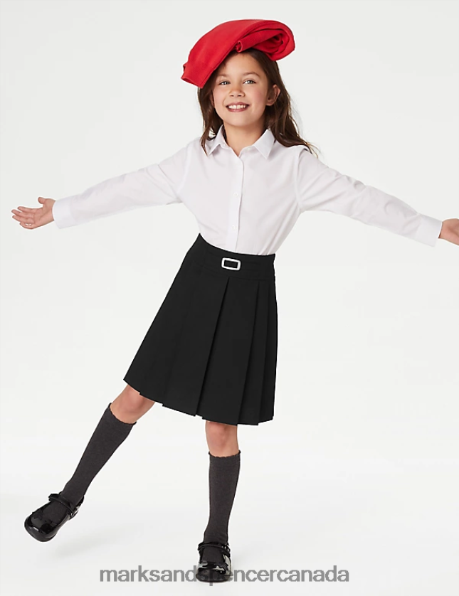 Marks and Spencer Canada - School Uniform 20VTD9678 Black Kids Marks & Spencer Permanent Pleats School Skirt