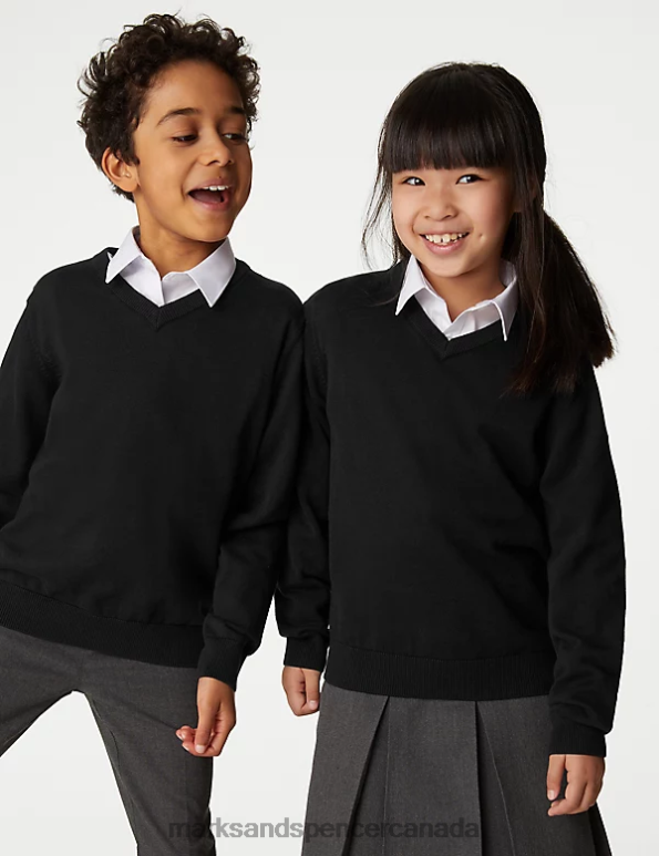 Kids Black School Uniform Marks & Spencer 2pk Pure Cotton School Jumper 20VTD7818 - Marks and Spencer online