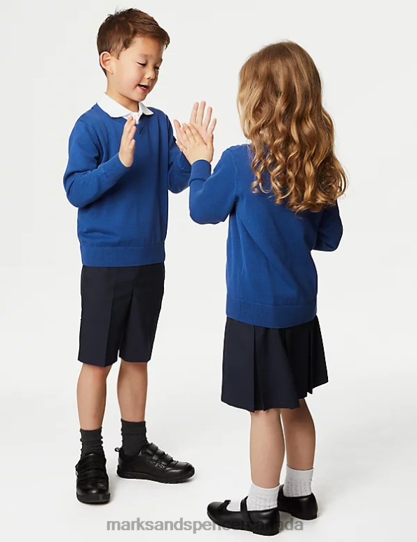 Kids Blue School Uniform Marks & Spencer 2pk Pure Cotton School Jumper 20VTD8056 - Marks and Spencer online