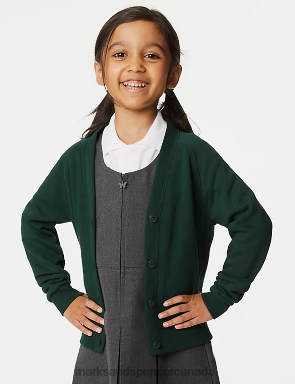 Kids Bottle Green School Uniform Marks & Spencer Cotton Rich StayNew School Cardigan 20VTD8790 - Marks and Spencer Canada locations