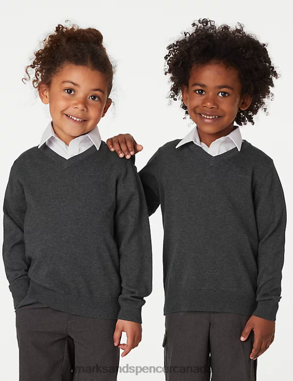 Marks and Spencer sale - Kids Grey School Uniform Marks & Spencer 2pk Pure Cotton School Jumper 20VTD8055