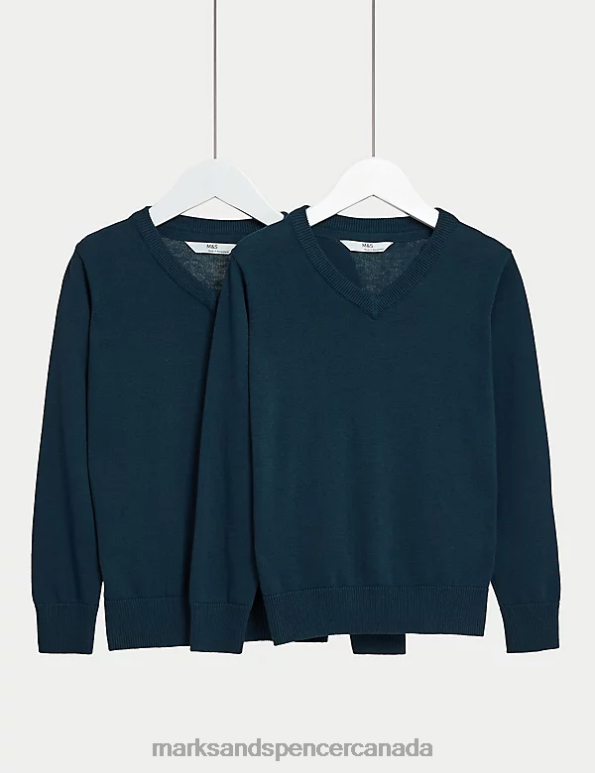 Marks and Spencer near me - Kids Navy School Uniform Marks & Spencer 2pk Pure Cotton School Jumper 20VTD8060