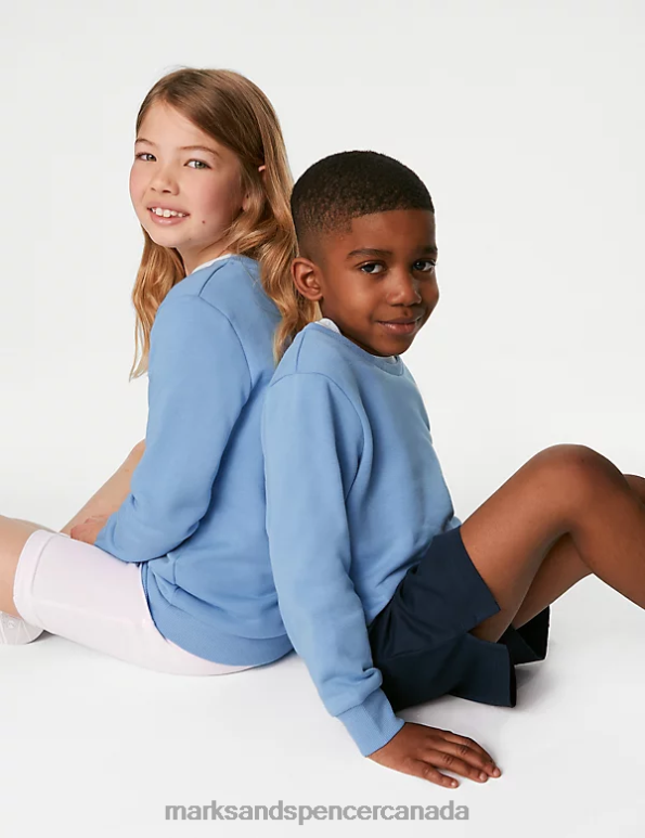 Marks and Spencer sale - Kids Pale Blue School Uniform Marks & Spencer Cotton Crew Neck Sweatshirt 20VTD8648