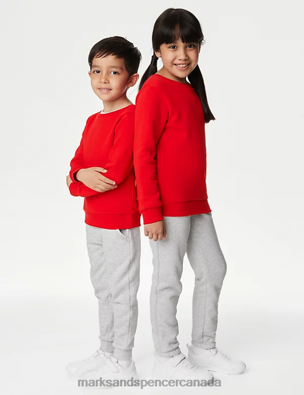 Marks and Spencer near me - Kids Red School Uniform Marks & Spencer Cotton Crew Neck Sweatshirt 20VTD8647