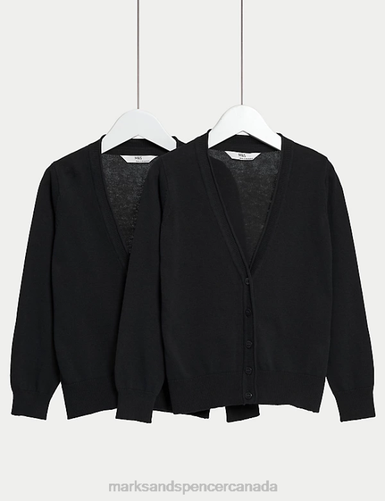 Marks & Spencer Kids 2pk Pure Cotton School Cardigan School Uniform Black 20VTD9081 - Marks and Spencer Canada locations