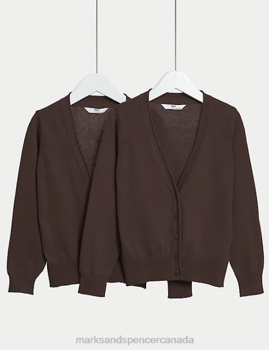 Marks and Spencer near me - Marks & Spencer Kids 2pk Pure Cotton School Cardigan School Uniform Brown 20VTD9084