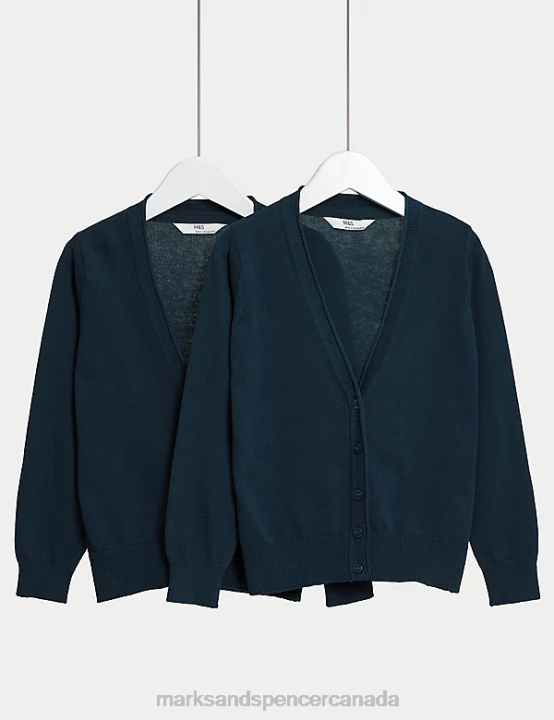 Marks & Spencer Kids 2pk Pure Cotton School Cardigan School Uniform Navy 20VTD9087 - Marks and Spencer Canada locations