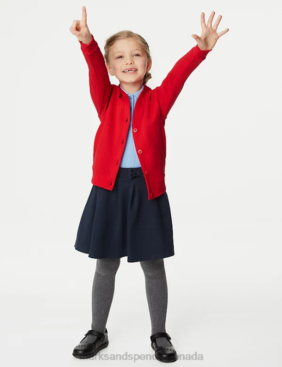 Marks & Spencer Kids Cotton Rich StayNew School Cardigan School Uniform Red 20VTD9040 - Marks and Spencer online