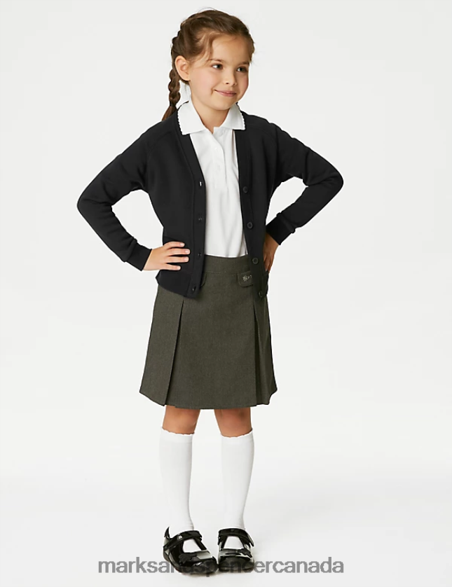 Marks and Spencer sale - School Uniform 20VTD9708 Black Kids Marks & Spencer Cotton Regular Fit School Cardigan