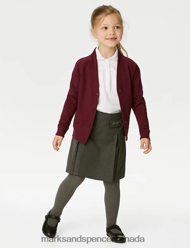 School Uniform 20VTD9933 Burgundy Kids Marks & Spencer Cotton Regular Fit School Cardigan - Marks and Spencer online