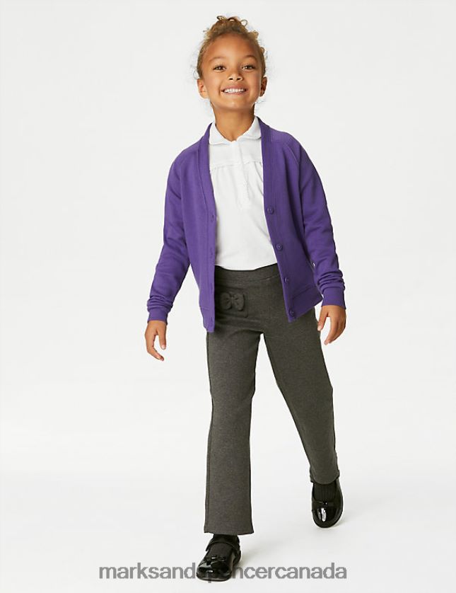 Marks and Spencer Canada - School Uniform 20VTD9936 Purple Kids Marks & Spencer Cotton Regular Fit School Cardigan