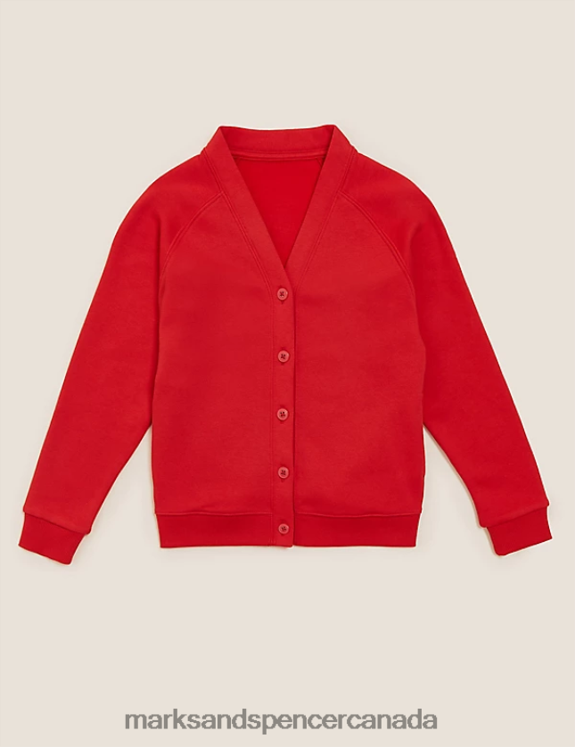 School Uniform 20VTD9939 Red Kids Marks & Spencer Cotton Regular Fit School Cardigan - Marks and Spencer online