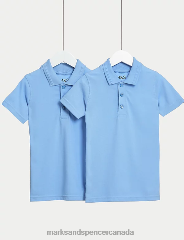 Marks and Spencer sale - Kids Blue School Uniform Marks & Spencer 2pk Slim Fit School Polo Shirts 20VTD7990