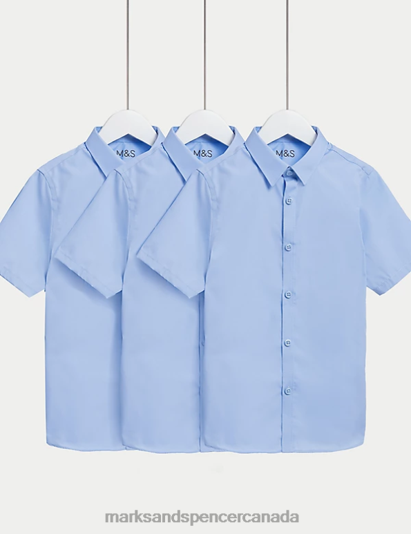 Marks and Spencer Canada - Kids Blue School Uniform Marks & Spencer 3pk Easy Iron School Shirts 20VTD8350