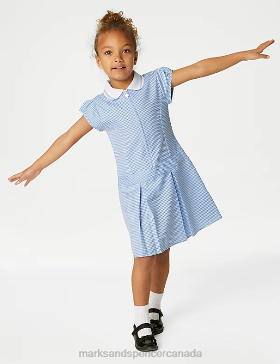 Marks & Spencer Kids Gingham Pleated School Dress School Uniform Light Blue 20VTD9140 - Marks and Spencer online