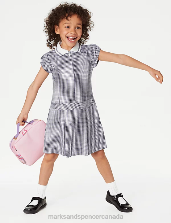 Marks and Spencer near me - Marks & Spencer Kids Gingham Pleated School Dress School Uniform Navy 20VTD9144