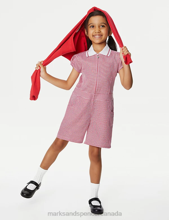 Marks and Spencer near me - Marks & Spencer Kids Gingham School Playsuit School Uniform Red 20VTD9048