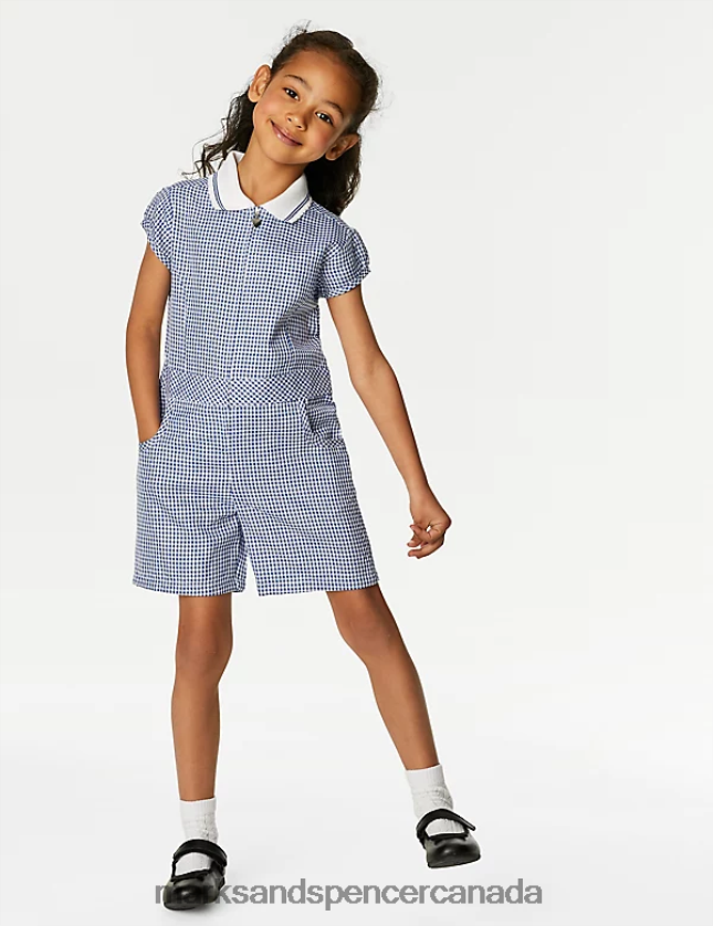 School Uniform 20VTD9326 Mid Blue Kids Marks & Spencer Gingham School Playsuit - Marks and Spencer outlet