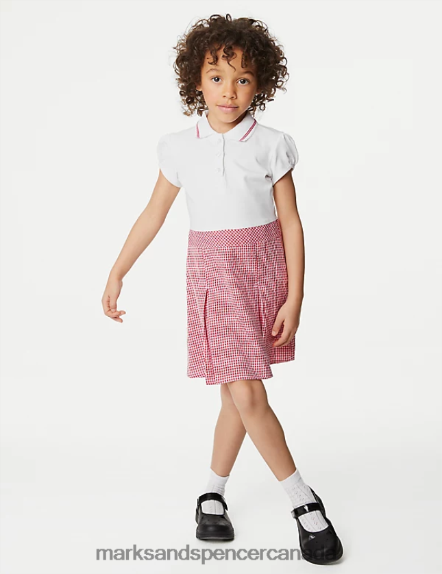 Marks and Spencer Canada - School Uniform 20VTD9409 Red Kids Marks & Spencer 2 in 1 Gingham Pleated School Dress