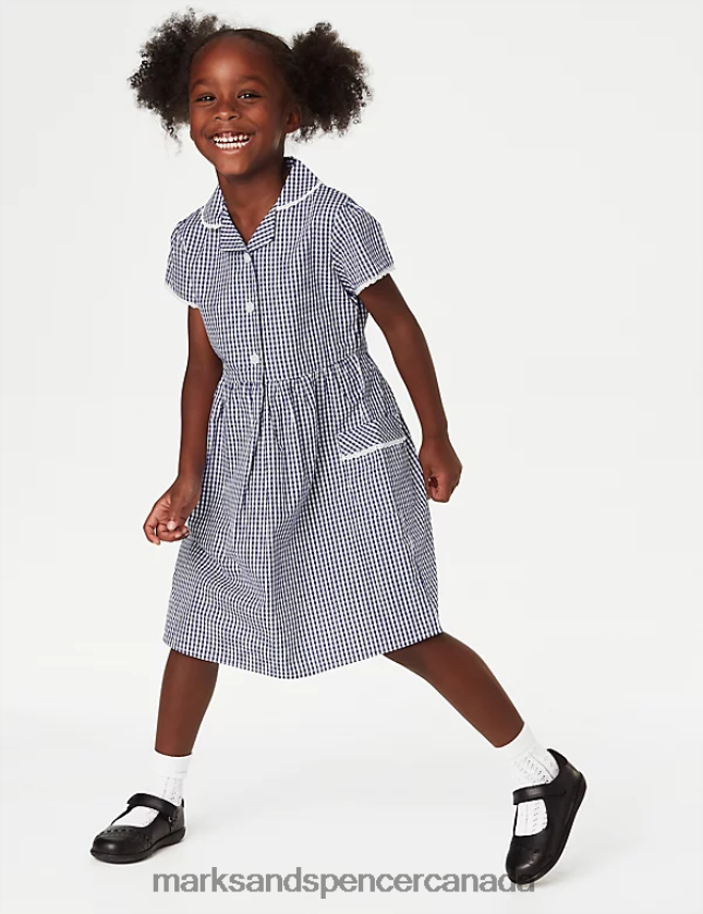 School Uniform 20VTD9560 Navy Kids Marks & Spencer Pure Cotton Gingham School Dress - Marks and Spencer online