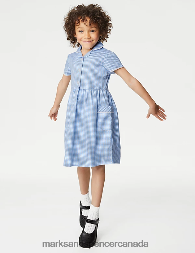 Marks and Spencer near me - School Uniform 20VTD9564 Light Blue Kids Marks & Spencer Pure Cotton Gingham School Dress